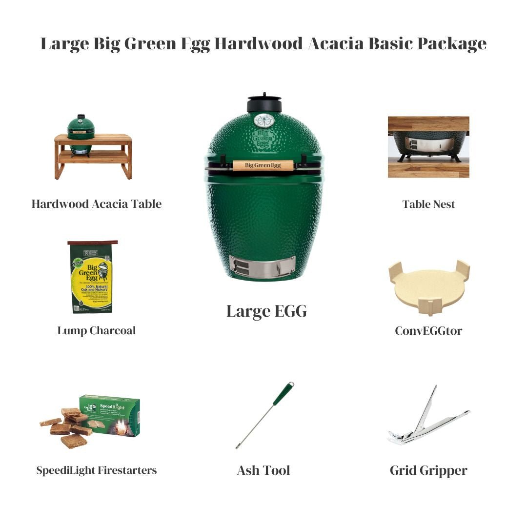 Large Big Green Egg Hardwood Acacia Table Basic Package