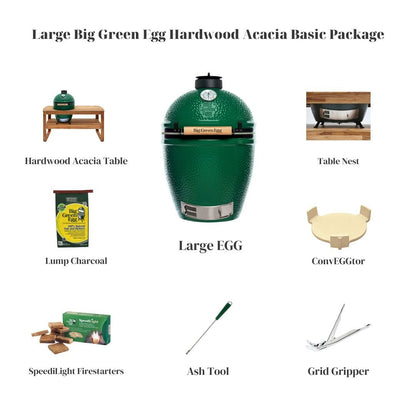Large Big Green Egg Hardwood Acacia Table Basic Package