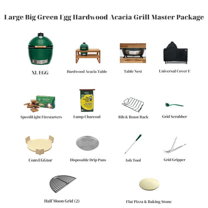 XL Big Green Egg Hardwood Acacia Table Grill Master Package